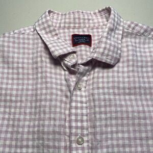 UNTUCKit Shirt XL Mens S/S Button Up Attilio Linen Purple Gingham VGUC